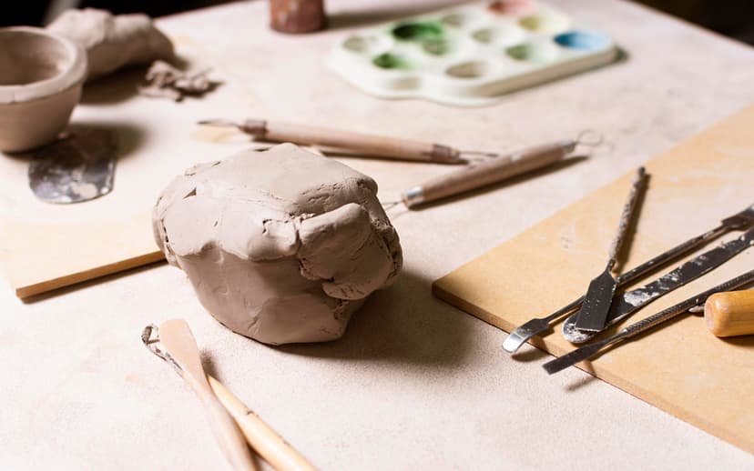 Pottery artisan working with clay